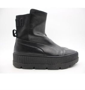 Puma Black Leather Ankle Boots Size 10
